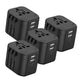 4PACK Travel Adapter Worldwide All in One Universal Wall AC Wall Charger Dual USB Ports Phone Laptop Black - 7Pandas Australia