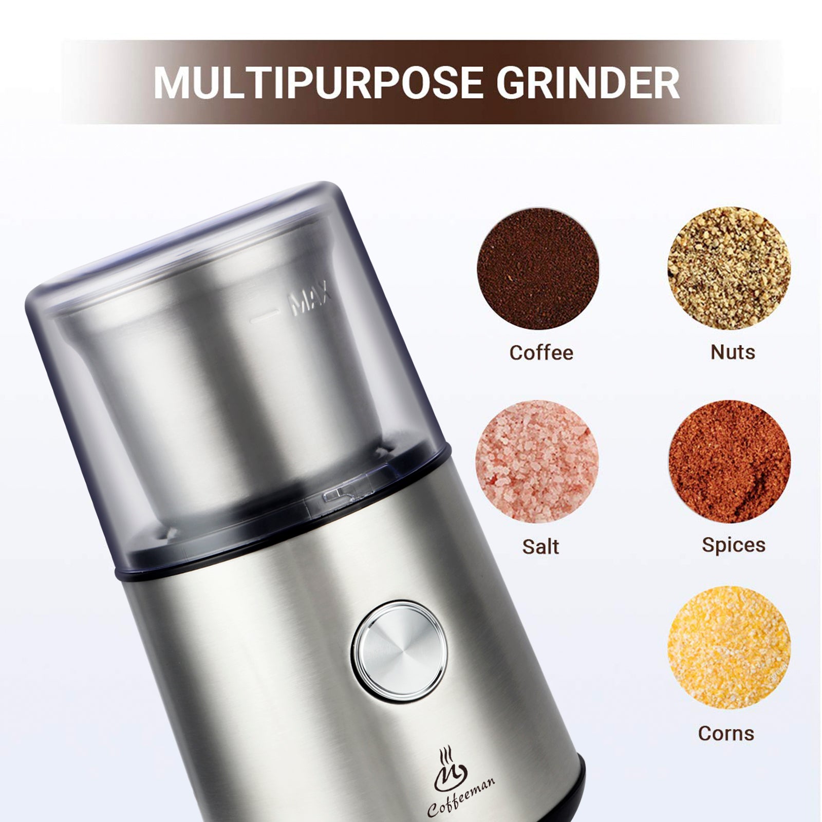 Spice Grinder Electric Quiet Electric Coffee Grinder with One-Touch Control  200W Coffee Bean Grinder for Coffee Beans Spices
